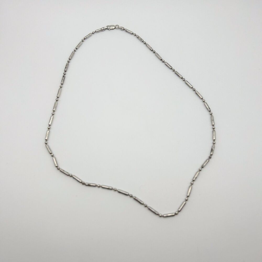 Italian Sterling Silver 925 Segmented Ball and Bar Chain Necklace 20"